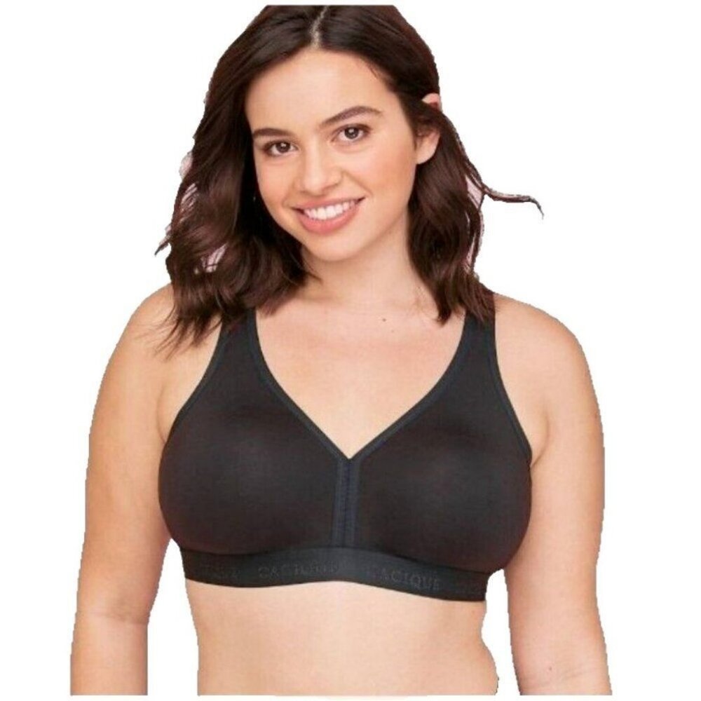 Cacique Lane Bryant Womens Bra Cotton Unlined No Wire Size 38D Black